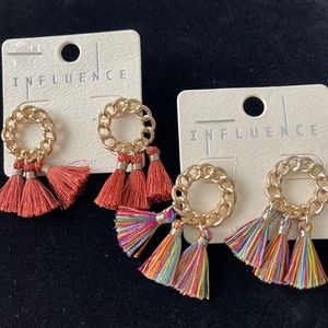 Influence Boho Gold Tone Stud Tassel Earring Bundle NWT